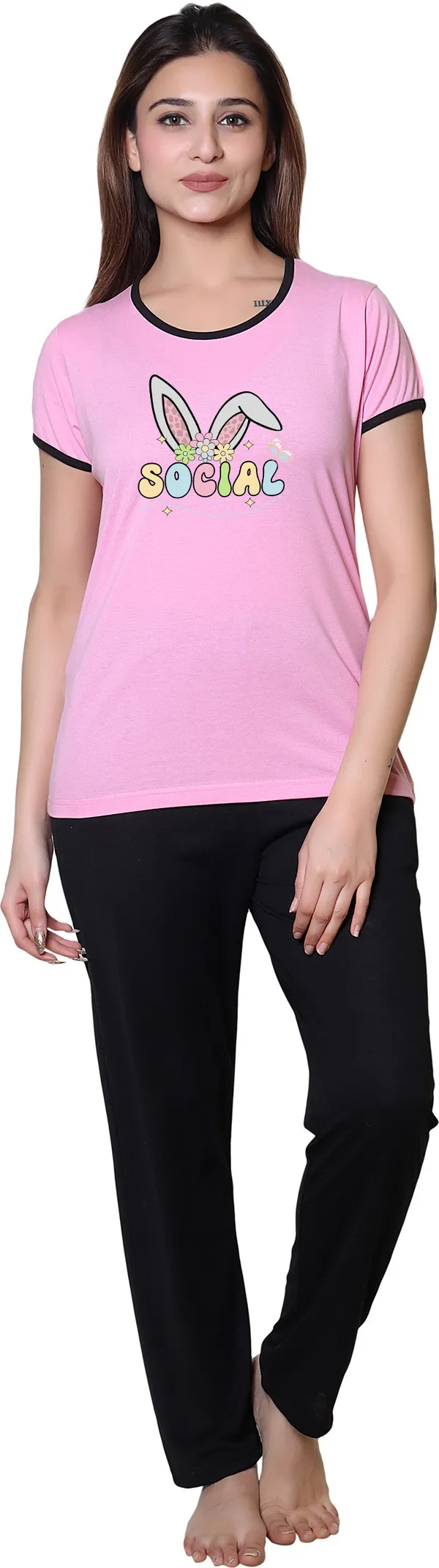 Pink_Regular_Cotton_Blend_Printed_Top_&_Pyjama_Set_For__Women
