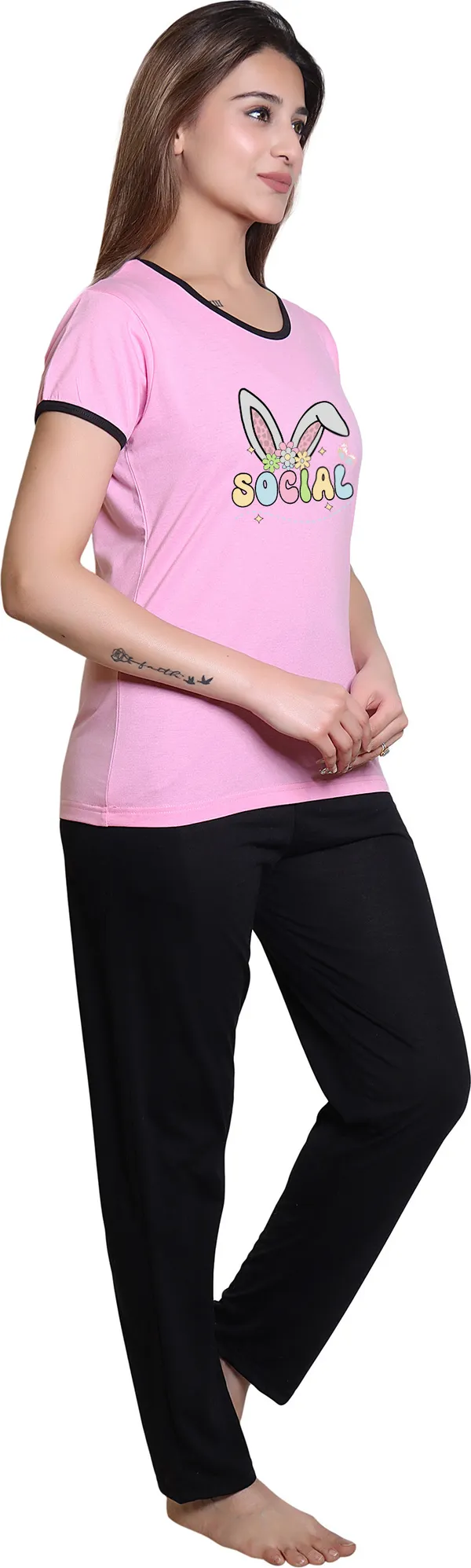 Pink_Regular_Cotton_Blend_Printed_Top_&_Pyjama_Set_For__Women