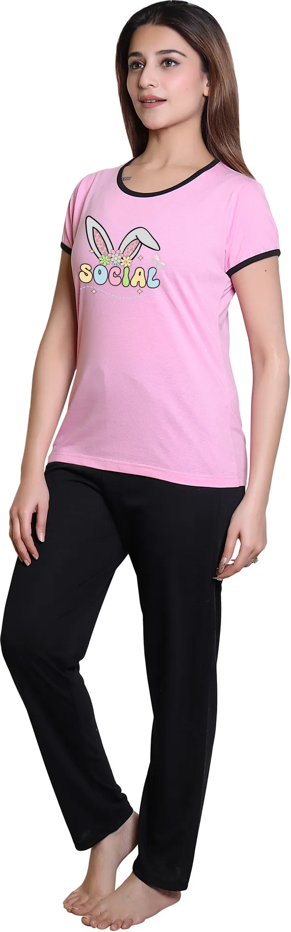 Pink_Regular_Cotton_Blend_Printed_Top_&_Pyjama_Set_For__Women