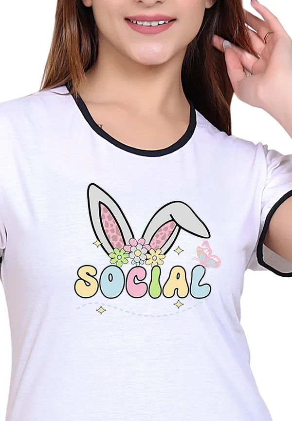 White_Cotton_Blend_Printed_Top_&_Pyjama_Set_For_Women