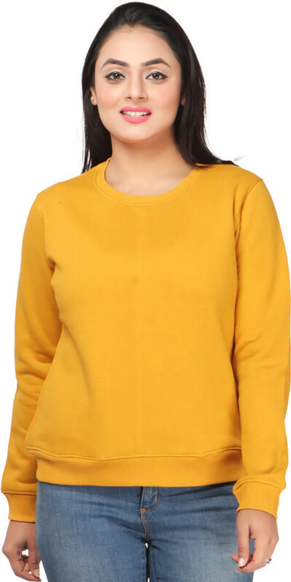 Yellow_Fleece_Solid_Full_Sleeve_Sweatshirt_For_Women