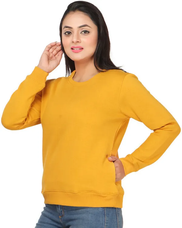 Yellow_Fleece_Solid_Full_Sleeve_Sweatshirt_For_Women