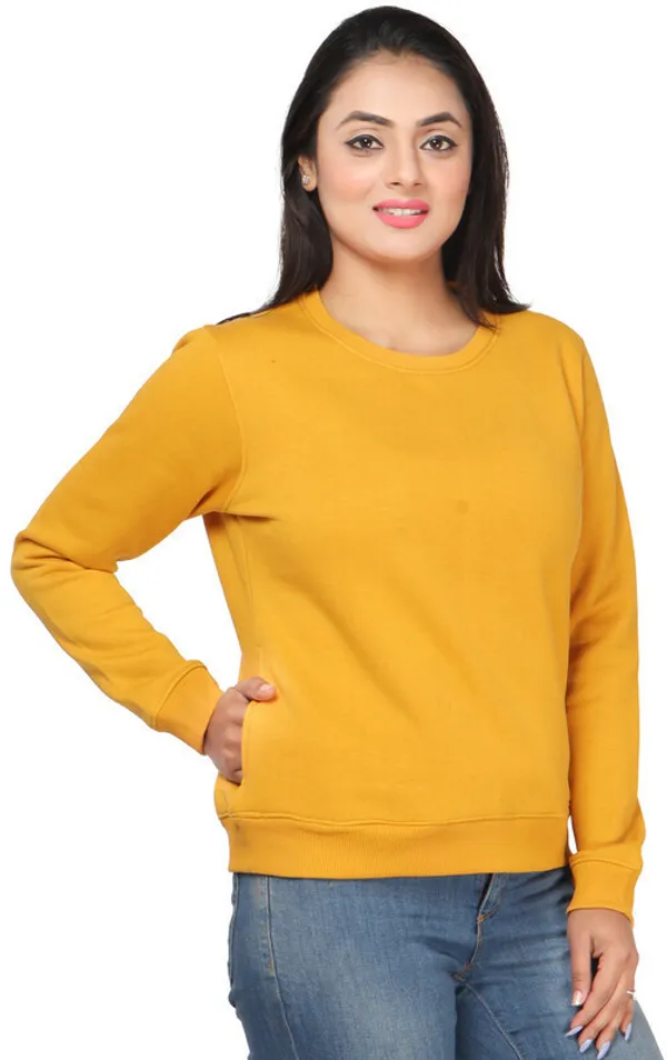 Yellow_Fleece_Solid_Full_Sleeve_Sweatshirt_For_Women