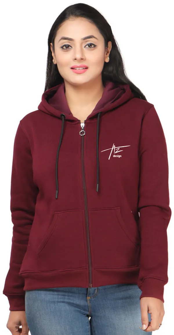 Maroon_Fleece_Solid_Full_Sleeve_Zipper_Sweatshirt_For_Women