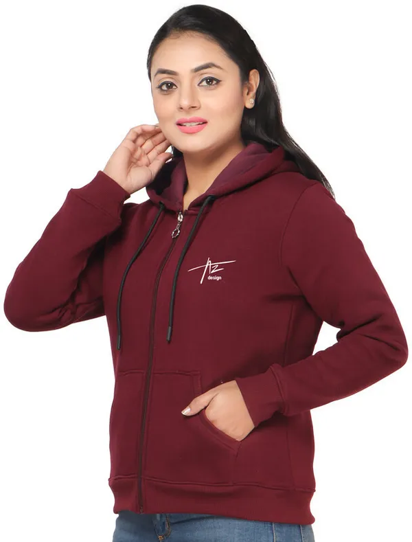 Maroon_Fleece_Solid_Full_Sleeve_Zipper_Sweatshirt_For_Women