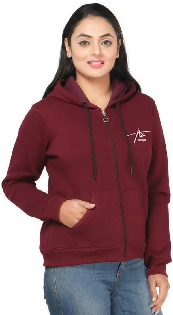 Maroon_Fleece_Solid_Full_Sleeve_Zipper_Sweatshirt_For_Women