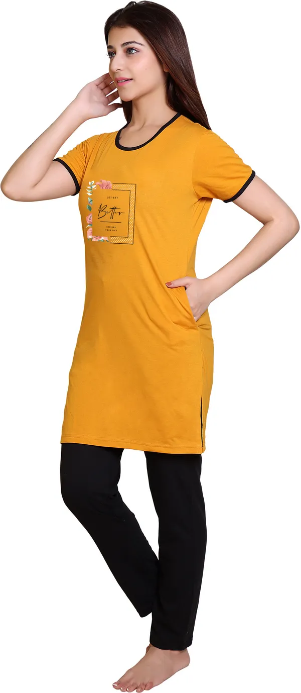 Yellow_Regular_Cotton_Blend_Printed_Night_Suit_Set_For__Women