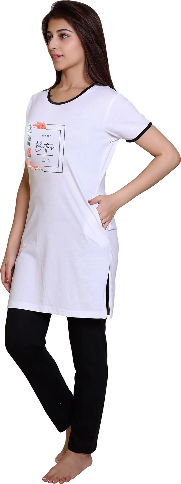 White_Cotton_Blend_Printed_Night_Suit_Set_For_Women