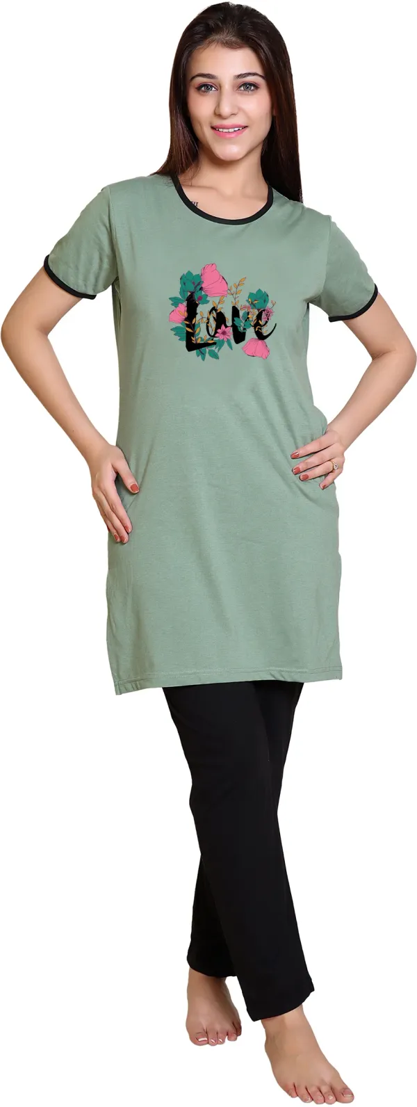 Light_Green_Cotton_Blend_Printed_Night_Suit_Set_For_Women