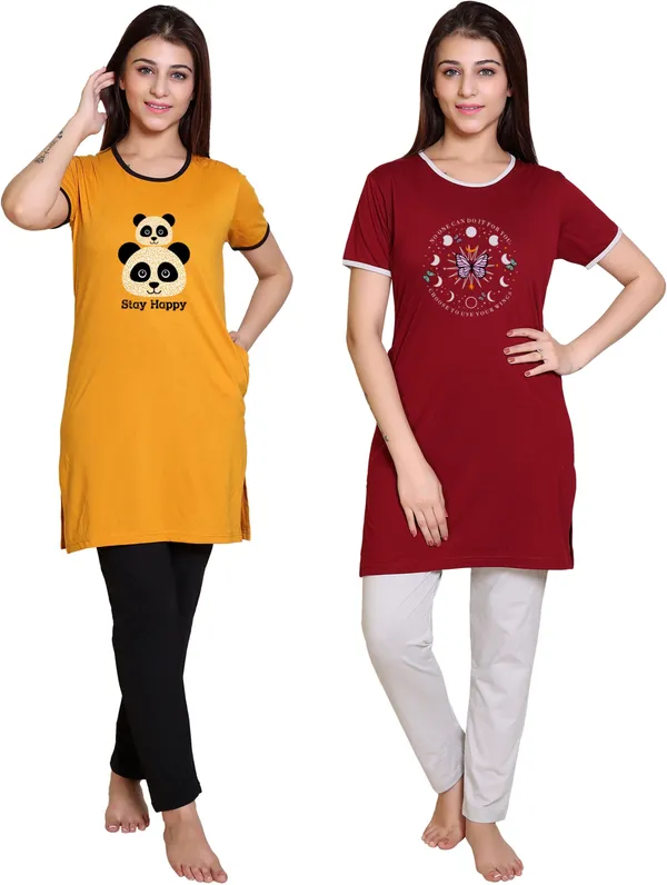 Pack_of_2_Multicolor_Cotton_Blend_Graphic_Print_Top_&_Pyjama_Set_For_Women