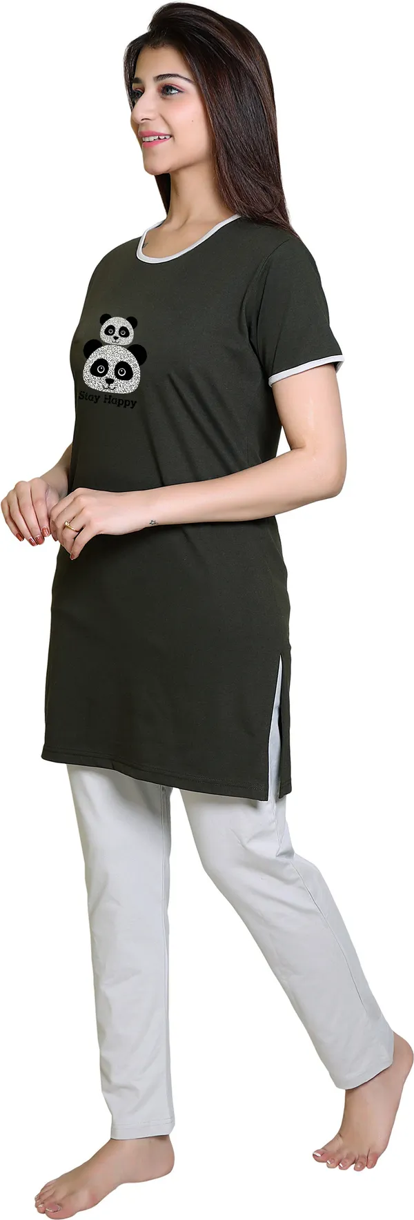 Dark_Green_Cotton_Blend_Printed_Night_Suit_Set_For_Women
