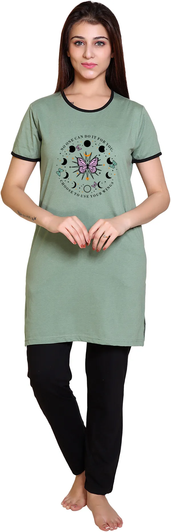 Light_Green_Regular_Cotton_Blend_Printed_Night_Suit_Set_For__Women