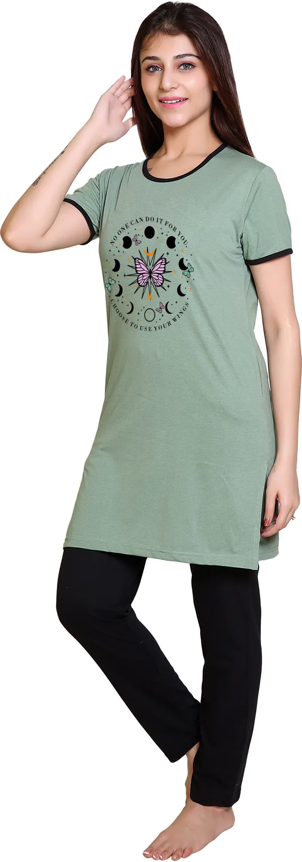 Light_Green_Regular_Cotton_Blend_Printed_Night_Suit_Set_For__Women