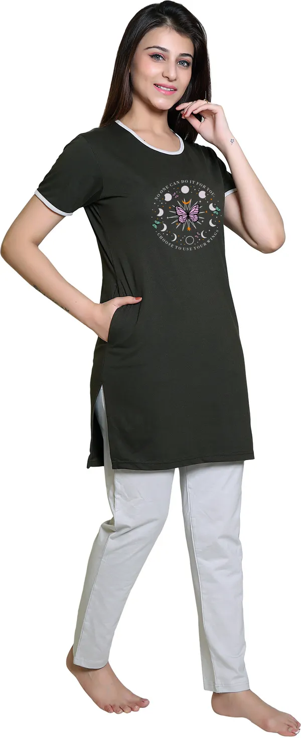 Dark_Green_Cotton_Blend_Printed_Night_Suit_Set_For_Women