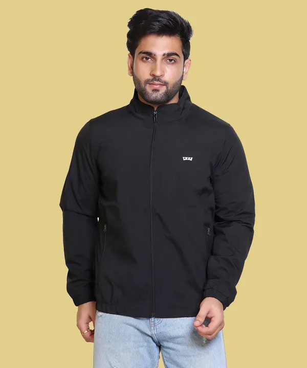 Black_Nylon_Zipper_Wind_Cheater_For_Men