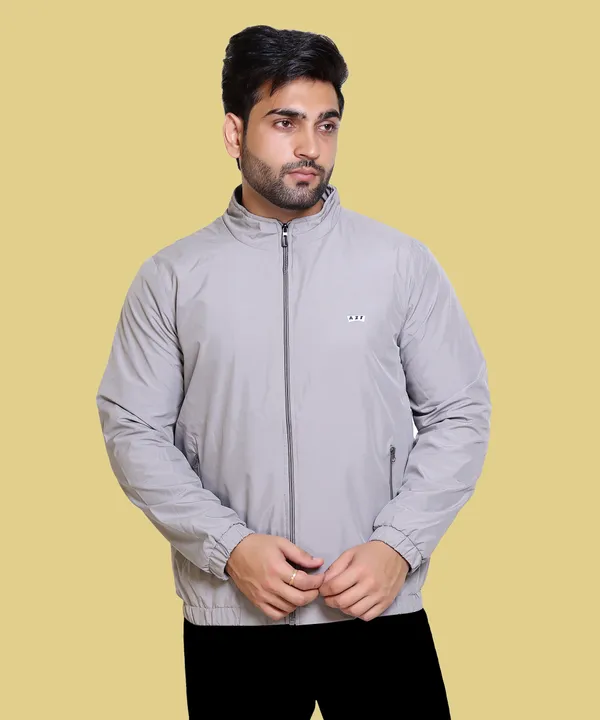 Grey_Nylon_Zipper_Wind_Cheater_For_Men