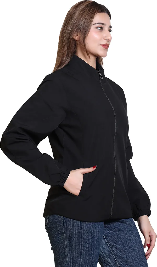 Black_Nylon_Zipper_Wind_Cheater_For_Women