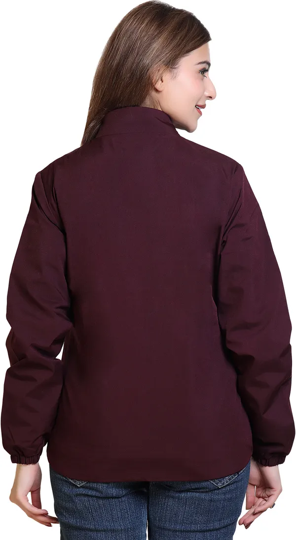 Maroon_Nylon_Zipper_Wind_Cheater_For_Women