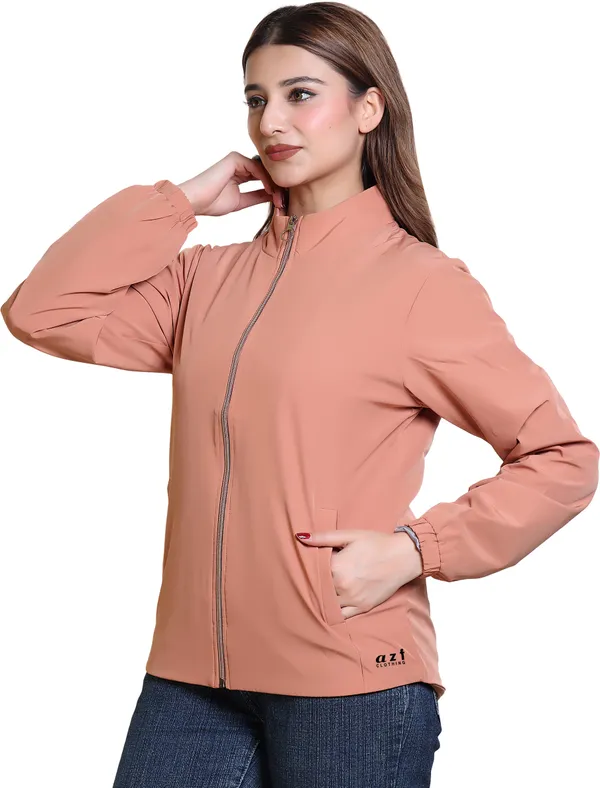 Pink_Nylon_Zipper_Wind_Cheater_For_Women