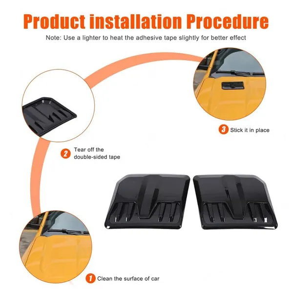 2-Pack_Black_Air_Flow_Vent_Hood_Trim_–_HD-2411_Stylish_Fender_Decorative_Aero_Accessory_–_Universal_Fit_for_All_Cars