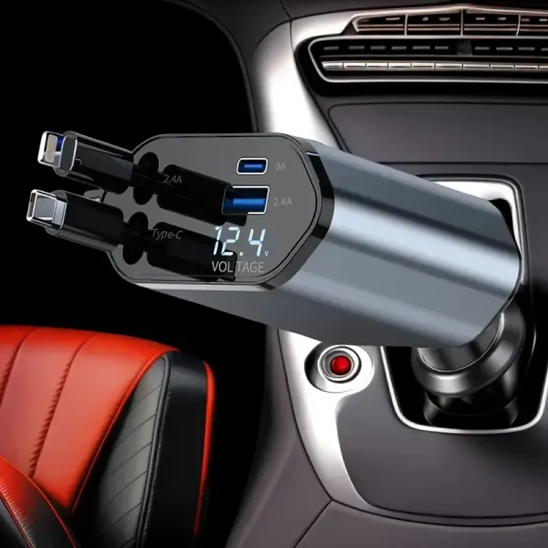4-in-1_Car_Charger_–_120W_Fast_Charging_Retractable_Car_Phone_Charger_with_Type-C_&_USB_Interfaces