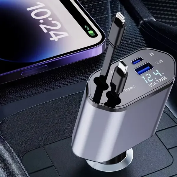 4-in-1_Car_Charger_–_120W_Fast_Charging_Retractable_Car_Phone_Charger_with_Type-C_&_USB_Interfaces