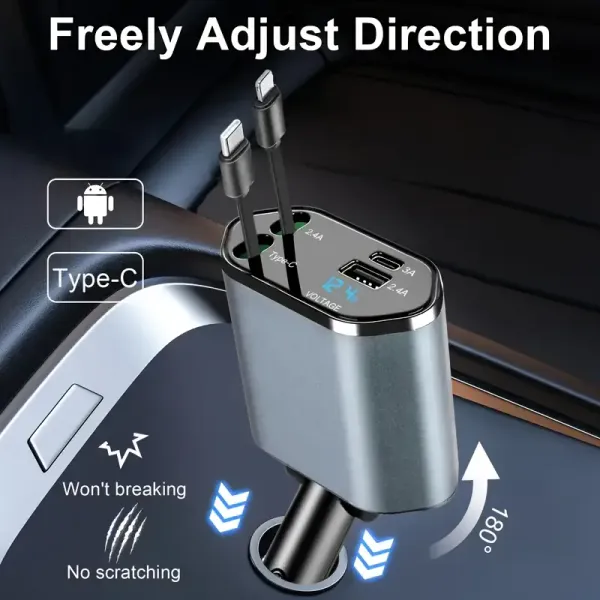 4-in-1_Car_Charger_–_120W_Fast_Charging_Retractable_Car_Phone_Charger_with_Type-C_&_USB_Interfaces