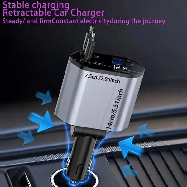 4-in-1_Car_Charger_–_120W_Fast_Charging_Retractable_Car_Phone_Charger_with_Type-C_&_USB_Interfaces