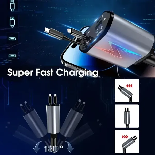 4-in-1_Car_Charger_–_120W_Fast_Charging_Retractable_Car_Phone_Charger_with_Type-C_&_USB_Interfaces