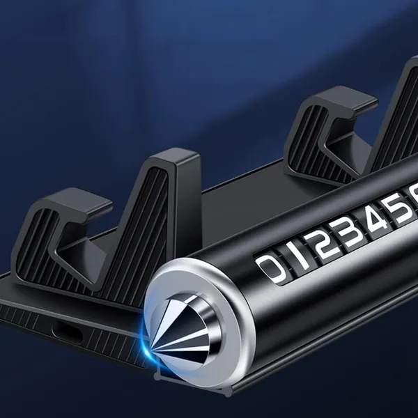4-in-1_Multi-Utility_Black_Car_Phone_Holder_with_Number_Display,_Sunglass_Slot_&_Glass_Breaker