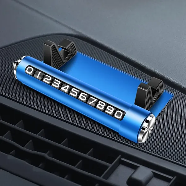 4-in-1_Multi-Utility_Blue_Car_Phone_Holder_with_Number_Display,_Sunglass_Slot_&_Glass_Breaker