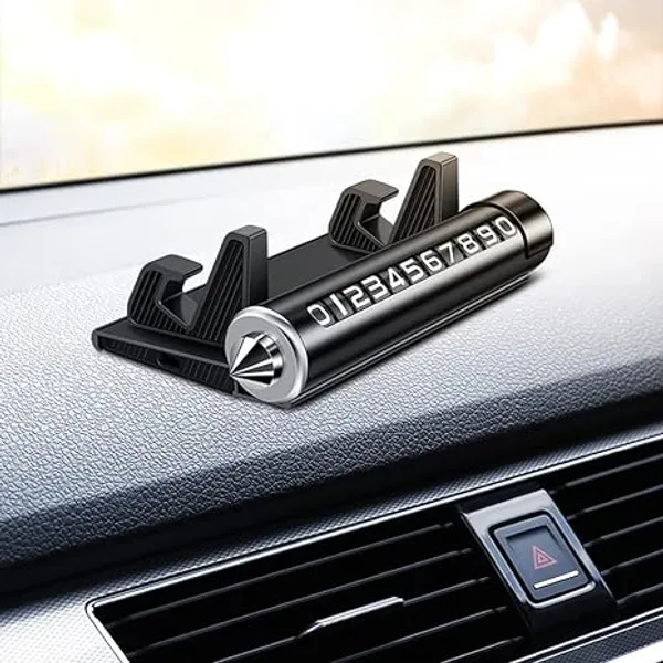 4-in-1_Multi-Utility_Golden_Car_Phone_Holder_with_Number_Display,_Sunglass_Slot_&_Glass_Breaker