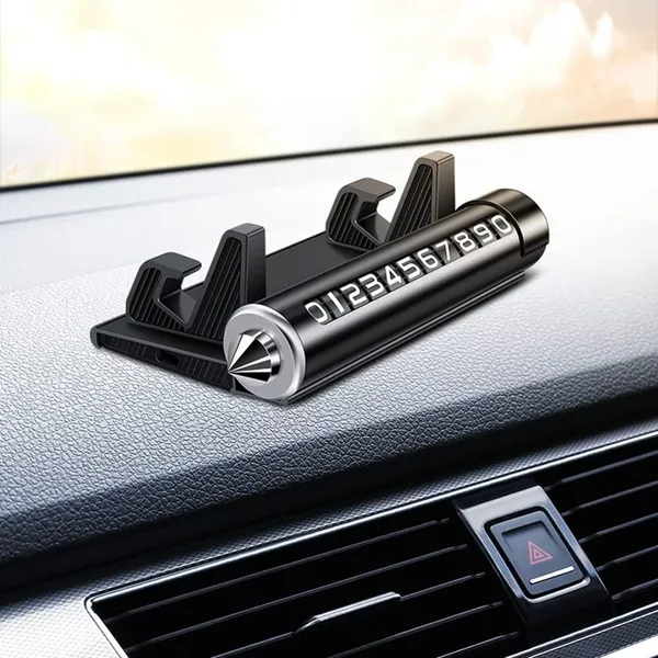 4-in-1_Multi-Utility_Red_Car_Phone_Holder_with_Number_Display,_Sunglass_Slot_&_Glass_Breaker