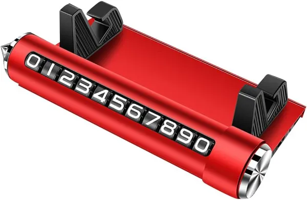 4-in-1_Multi-Utility_Red_Car_Phone_Holder_with_Number_Display,_Sunglass_Slot_&_Glass_Breaker