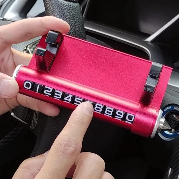 4-in-1_Multi-Utility_Red_Car_Phone_Holder_with_Number_Display,_Sunglass_Slot_&_Glass_Breaker