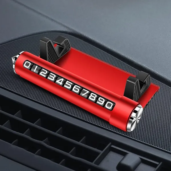 4-in-1_Multi-Utility_Red_Car_Phone_Holder_with_Number_Display,_Sunglass_Slot_&_Glass_Breaker