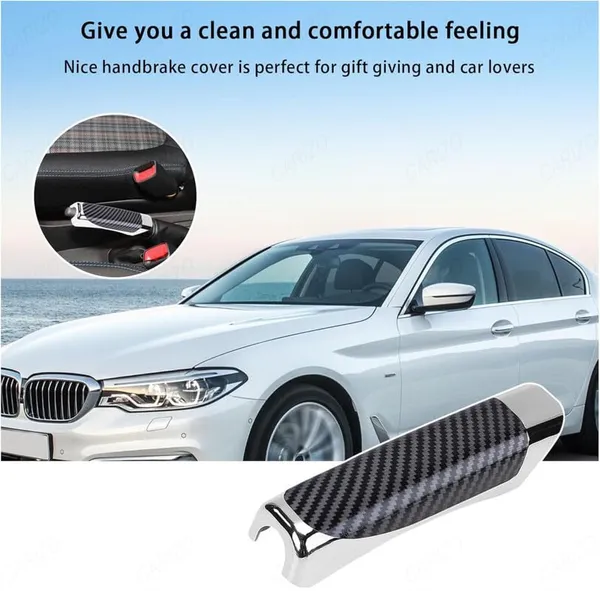 Abs_Electroplated_Carbon_Fiber_Car_Handbrake_Grip_With_Compact_&_Anti-Slip_Design_Compatible_With_All_Cars_&_Suv'S