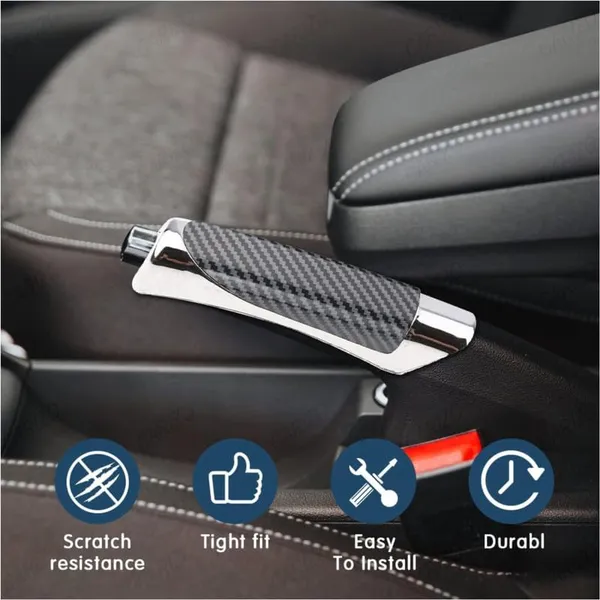 Abs_Electroplated_Carbon_Fiber_Car_Handbrake_Grip_With_Compact_&_Anti-Slip_Design_Compatible_With_All_Cars_&_Suv'S