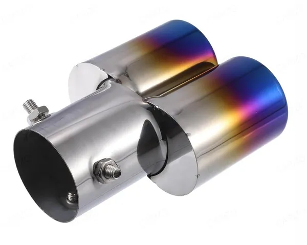 Burnt_Blue_Dual_Exhaust_Muffler_Tip,_60mm_Inlet_–_High-Performance_Stainless_Steel_Upgrade_(TF-6364),_Compatible_with_All_Cars