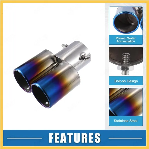 Burnt_Blue_Dual_Exhaust_Muffler_Tip,_60mm_Inlet_–_High-Performance_Stainless_Steel_Upgrade_(TF-6364),_Compatible_with_All_Cars