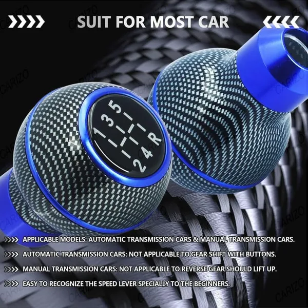 Car_Gear_Shift_Knob_5_Speed_Manual_–_Carbon_Blue_Pattern,_Sporty_&_Stylish_Design