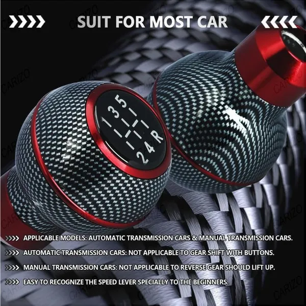 Car_Gear_Shift_Knob_5_Speed_Manual_–_Carbon_Red_Pattern,_Sporty_&_Stylish_Design