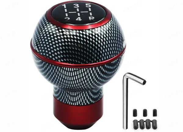 Car_Gear_Shift_Knob_5_Speed_Manual_–_Carbon_Red_Pattern,_Sporty_&_Stylish_Design