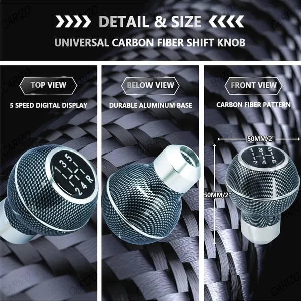 Car_Gear_Shift_Knob_5_Speed_Manual_–_Carbon_Silver_Pattern,_Sporty_&_Stylish_Design