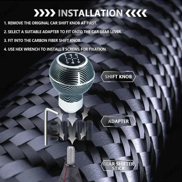 Car_Gear_Shift_Knob_5_Speed_Manual_–_Carbon_Silver_Pattern,_Sporty_&_Stylish_Design