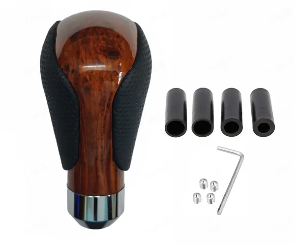 Car_5_Speed_Manual_And_Automatic_Gear_Shift_Knob,_Wooden_Leather_Coat,_Installation_Kit_Included