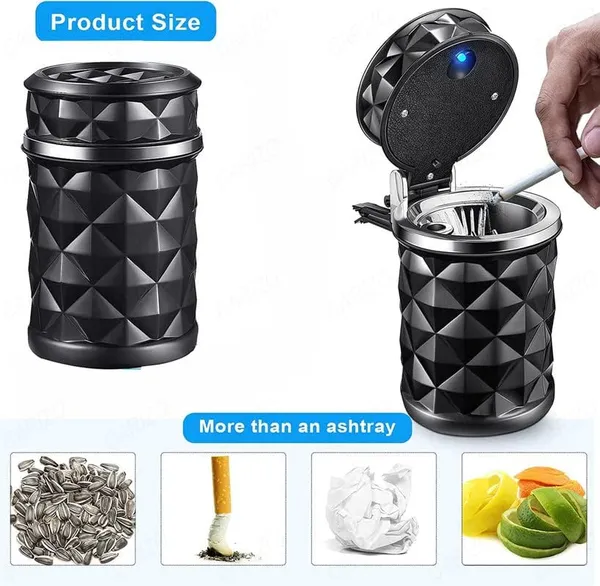 Car_Ashtray_With_Lid,_Smell_Proof_And_Portable_Diamond_Black_Ashtray,_Smokeless_Ciqarette_Ashtray_Cup_Holder,_Auto_Dustbin_Trash_Compatible_With_All_Cars