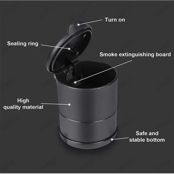 Car_Ashtray_With_Led_Light,_Black_Portable_Design,_Lid_And_Cup_Holder_Compatible,_Smell_Proof,_Fireproof,_Detachable
