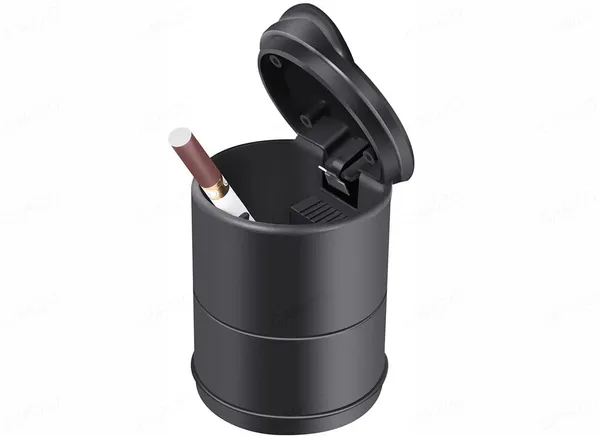 Car_Ashtray_With_Led_Light,_Black_Portable_Design,_Lid_And_Cup_Holder_Compatible,_Smell_Proof,_Fireproof,_Detachable