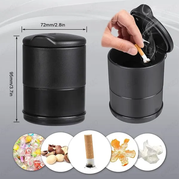 Car_Ashtray_With_Led_Light,_Black_Portable_Design,_Lid_And_Cup_Holder_Compatible,_Smell_Proof,_Fireproof,_Detachable